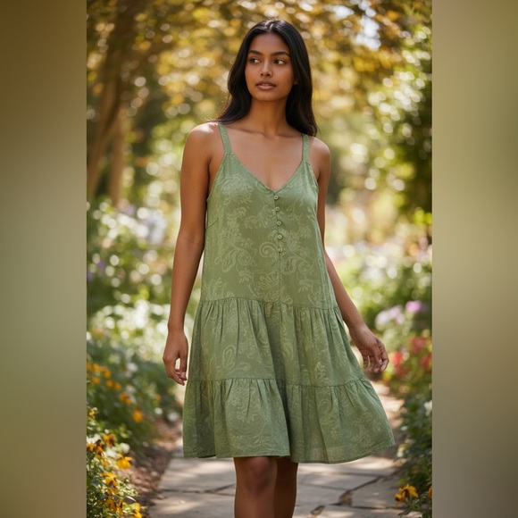 torrid Dresses & Skirts - Torrid Olive Green Tiered Midi Dress